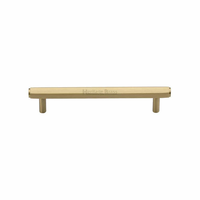 Heritage Brass Cabinet Hardware Satin Brass / Cabinet Pull Handles / 128mm c/c Heritage Brass - Cabinet Pull Hexagon Design 128mm CTC Satin Brass Finish
