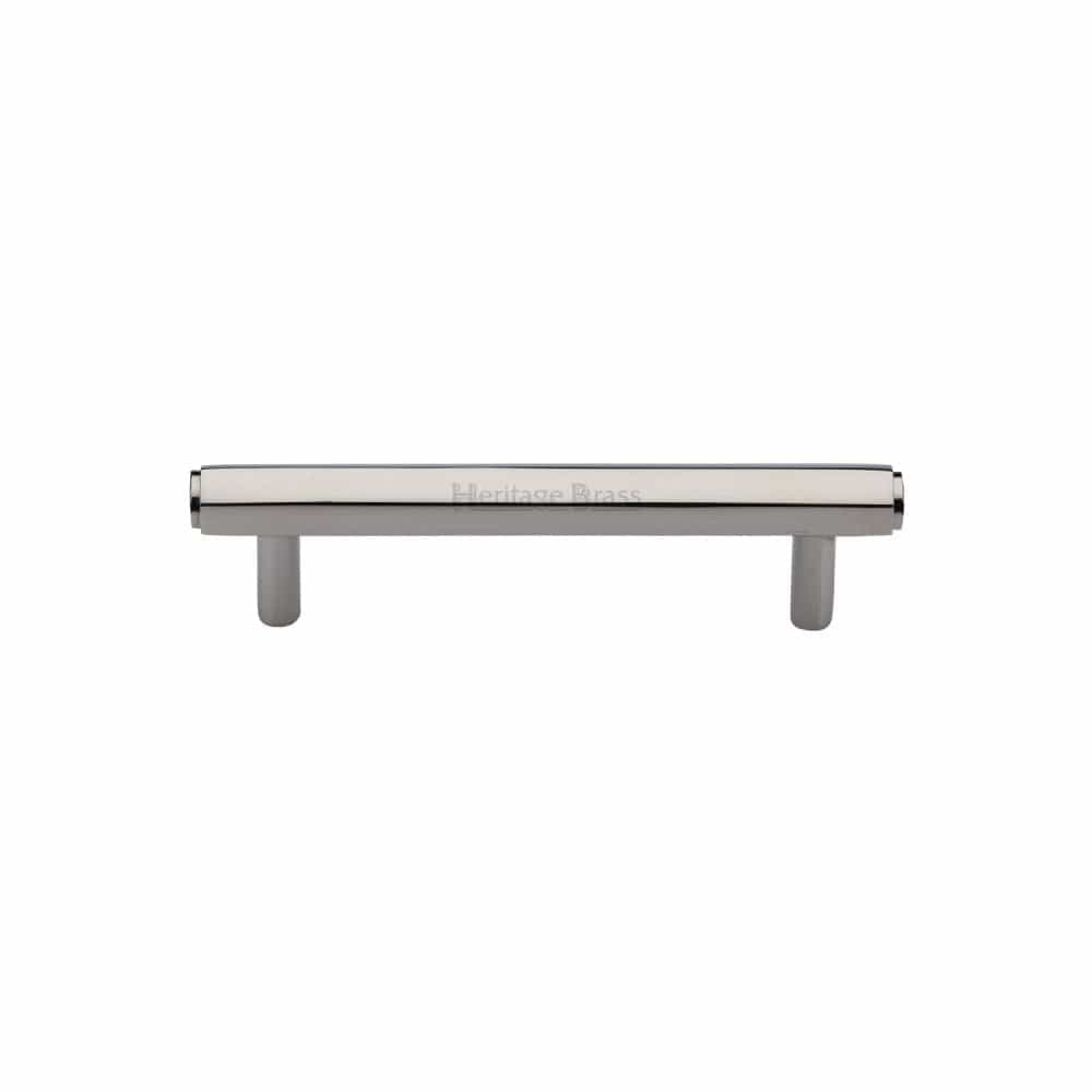 Heritage Brass Cabinet Hardware Polished Nickel / Cabinet Pull Handles / 96mm c/c Heritage Brass - Cabinet Pull Hexagon Design 96mm CTC Polished Nickel Finish