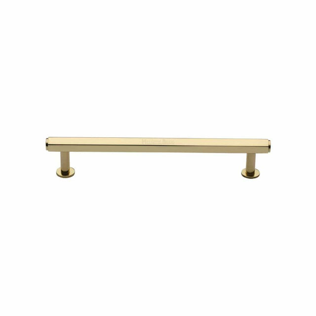 Heritage Brass Cabinet Hardware Polished Brass / Cabinet Pull Handles / 128mm c/c Heritage Brass - Cabinet Pull Hexagon Design with Rose 128mm CTC Polished Brass Fini