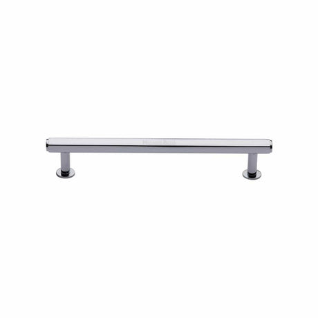 Heritage Brass Cabinet Hardware Polished Chrome / Cabinet Pull Handles / 128mm c/c Heritage Brass - Cabinet Pull Hexagon Design with Rose 128mm CTC Polished Chrome Fin