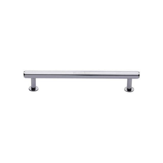 Heritage Brass Cabinet Hardware Polished Chrome / Cabinet Pull Handles / 128mm c/c Heritage Brass - Cabinet Pull Hexagon Design with Rose 128mm CTC Polished Chrome Fin