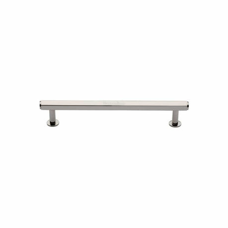 Heritage Brass Cabinet Hardware Polished Nickel / Cabinet Pull Handles / 96mm c/c Heritage Brass - Cabinet Pull Hexagon Design with Rose 96mm CTC Polished Nickel Fini