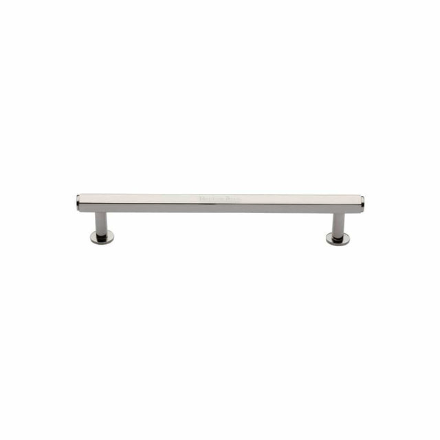 Heritage Brass Cabinet Hardware Polished Nickel / Cabinet Pull Handles / 96mm c/c Heritage Brass - Cabinet Pull Hexagon Design with Rose 96mm CTC Polished Nickel Fini