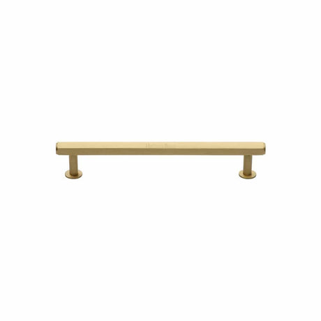 Heritage Brass Cabinet Hardware Satin Brass / Cabinet Pull Handles / 96mm c/c Heritage Brass - Cabinet Pull Hexagon Design with Rose 96mm CTC Satin Brass Finis
