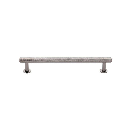 Heritage Brass Cabinet Hardware Polished Nickel / Cabinet Pull Handles / 128mm c/c Heritage Brass - Cabinet Pull Knurled Design with Rose 128mm CTC Polished Nickel Fin