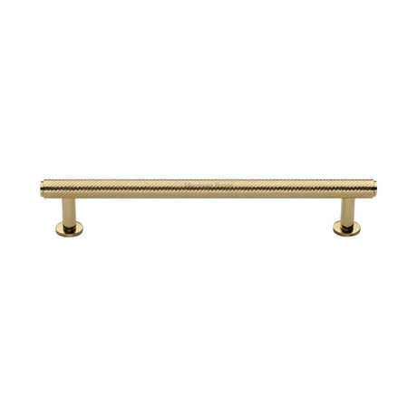 Heritage Brass Cabinet Hardware Polished Brass / Cabinet Pull Handles / 160mm c/c Heritage Brass - Cabinet Pull Knurled Design with Rose 160mm CTC Polished Brass Fini