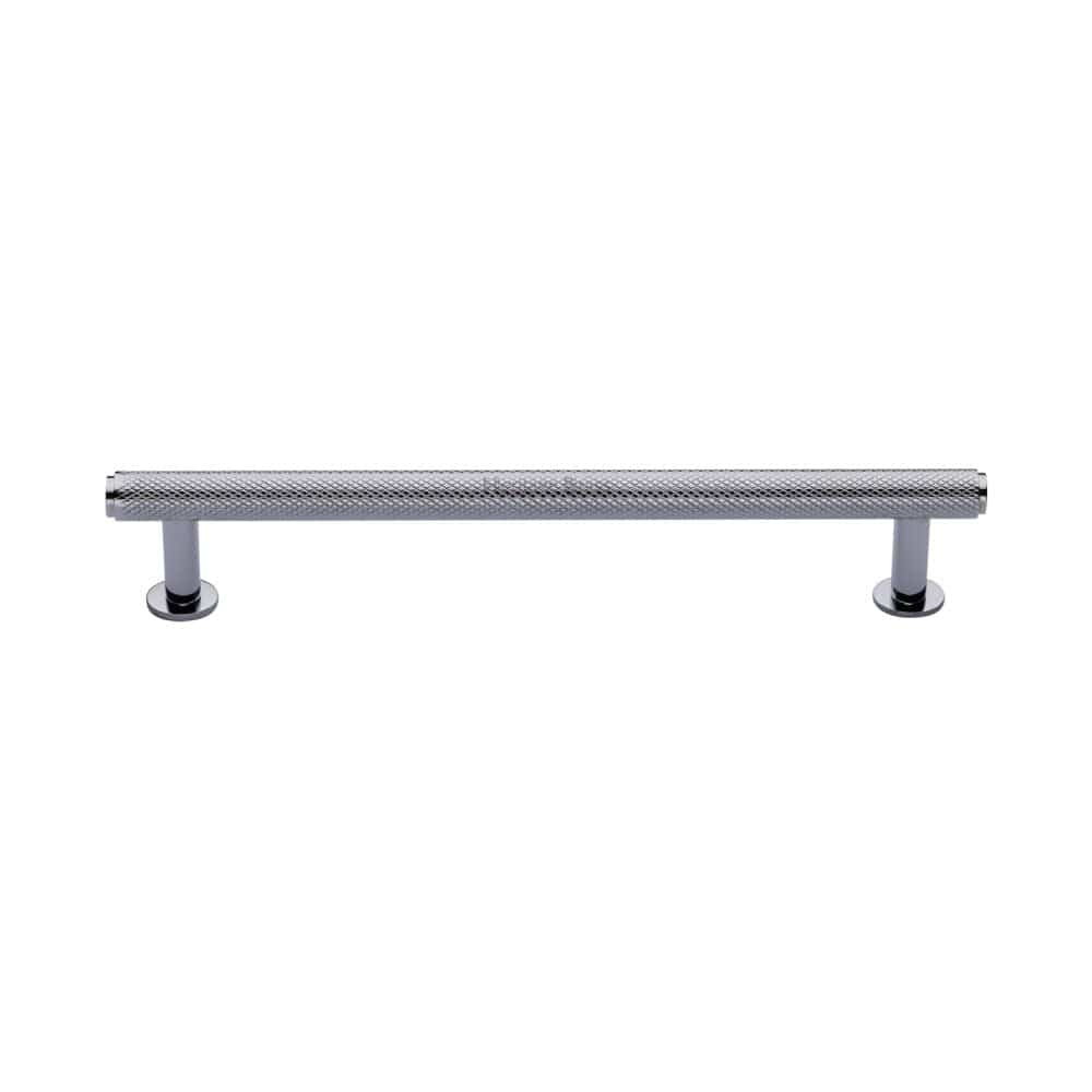 Heritage Brass Cabinet Hardware Polished Chrome / Cabinet Pull Handles / 160mm c/c Heritage Brass - Cabinet Pull Knurled Design with Rose 160mm CTC Polished Chrome Fin