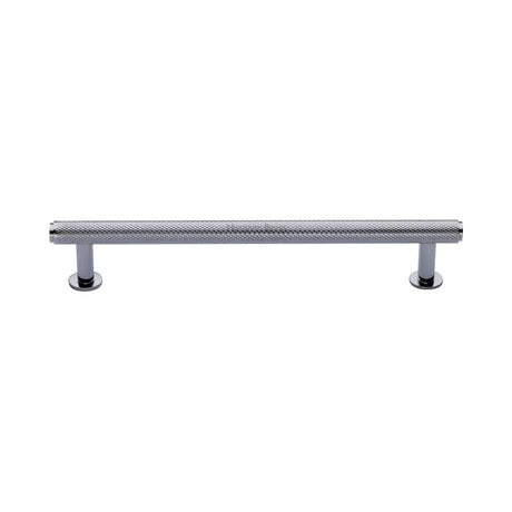 Heritage Brass Cabinet Hardware Polished Chrome / Cabinet Pull Handles / 160mm c/c Heritage Brass - Cabinet Pull Knurled Design with Rose 160mm CTC Polished Chrome Fin