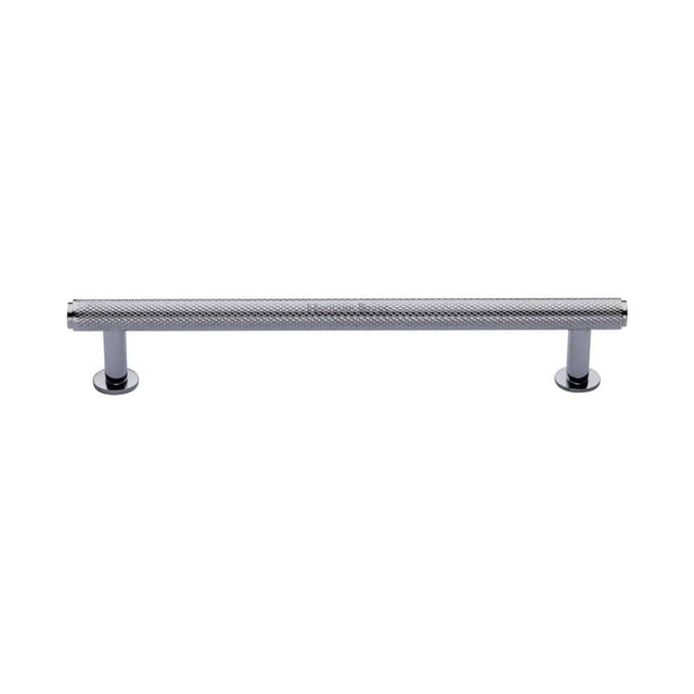 Heritage Brass Cabinet Hardware Polished Chrome / Cabinet Pull Handles / 160mm c/c Heritage Brass - Cabinet Pull Knurled Design with Rose 160mm CTC Polished Chrome Fin