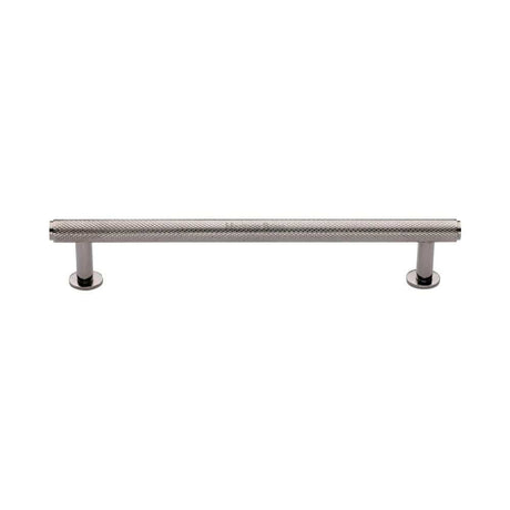 Heritage Brass Cabinet Hardware Polished Nickel / Cabinet Pull Handles / 160mm c/c Heritage Brass - Cabinet Pull Knurled Design with Rose 160mm CTC Polished Nickel Fin
