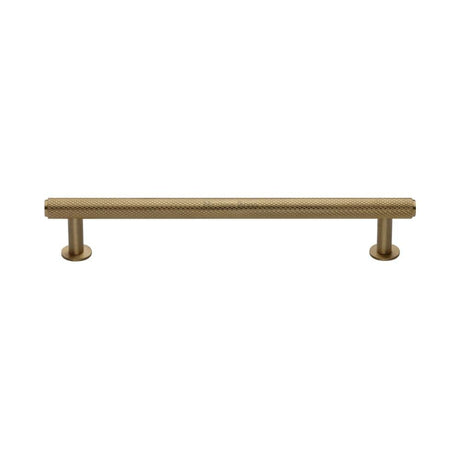 Heritage Brass Cabinet Hardware Satin Brass / Cabinet Pull Handles / 160mm c/c Heritage Brass - Cabinet Pull Knurled Design with Rose 160mm CTC Satin Brass Fini