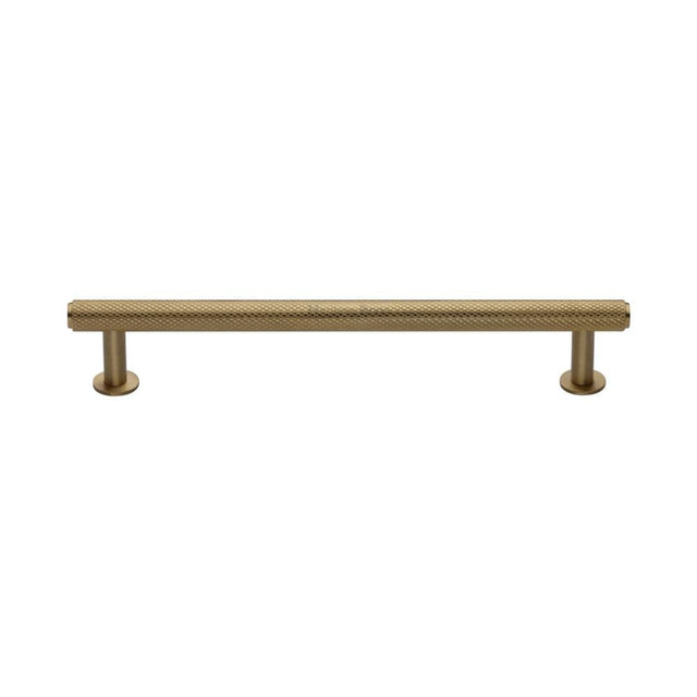 Heritage Brass Cabinet Hardware Satin Brass / Cabinet Pull Handles / 160mm c/c Heritage Brass - Cabinet Pull Knurled Design with Rose 160mm CTC Satin Brass Fini