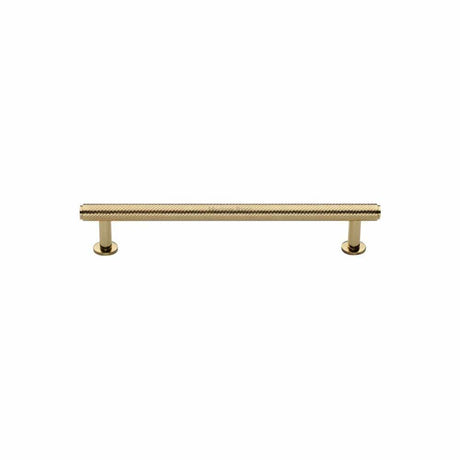 Heritage Brass Cabinet Hardware Polished Brass / Cabinet Pull Handles / 96mm c/c Heritage Brass - Cabinet Pull Knurled Design with Rose 96mm CTC Polished Brass Finis