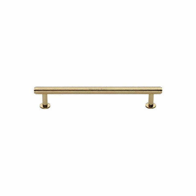 Heritage Brass Cabinet Hardware Polished Brass / Cabinet Pull Handles / 96mm c/c Heritage Brass - Cabinet Pull Knurled Design with Rose 96mm CTC Polished Brass Finis