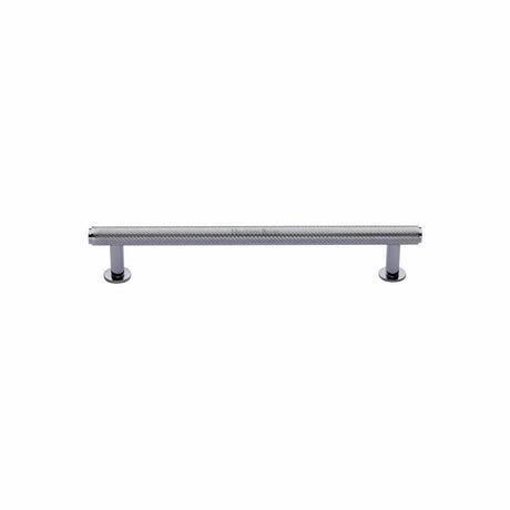Heritage Brass Cabinet Hardware Polished Chrome / Cabinet Pull Handles / 96mm c/c Heritage Brass - Cabinet Pull Knurled Design with Rose 96mm CTC Polished Chrome Fini