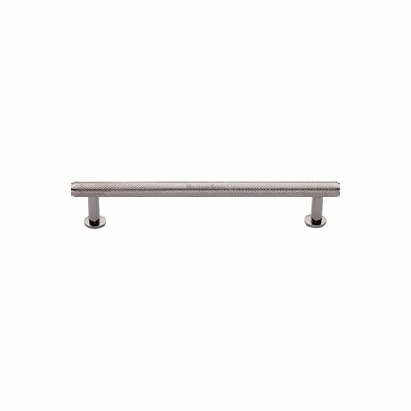 Heritage Brass Cabinet Hardware Polished Nickel / Cabinet Pull Handles / 96mm c/c Heritage Brass - Cabinet Pull Knurled Design with Rose 96mm CTC Polished Nickel Fini