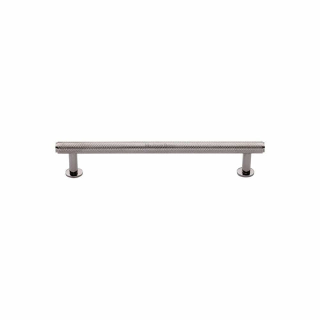 Heritage Brass Cabinet Hardware Polished Nickel / Cabinet Pull Handles / 96mm c/c Heritage Brass - Cabinet Pull Knurled Design with Rose 96mm CTC Polished Nickel Fini