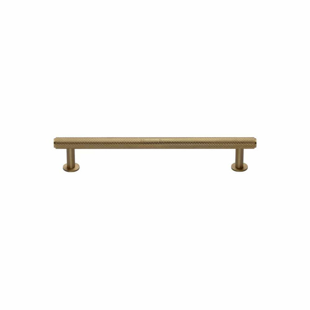 Heritage Brass Cabinet Hardware Satin Brass / Cabinet Pull Handles / 96mm c/c Heritage Brass - Cabinet Pull Knurled Design with Rose 96mm CTC Satin Brass Finis