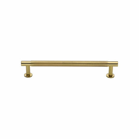 Heritage Brass Cabinet Hardware Polished Brass / Cabinet Pull Handles / 128mm c/c Heritage Brass - Cabinet Pull Partial Knurled Design with Rose 128mm CTC Polished Br