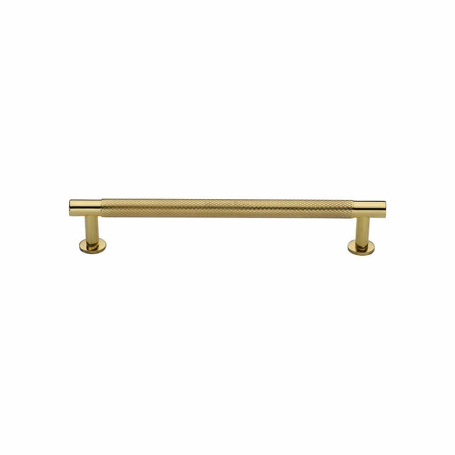 Heritage Brass Cabinet Hardware Polished Brass / Cabinet Pull Handles / 128mm c/c Heritage Brass - Cabinet Pull Partial Knurled Design with Rose 128mm CTC Polished Br