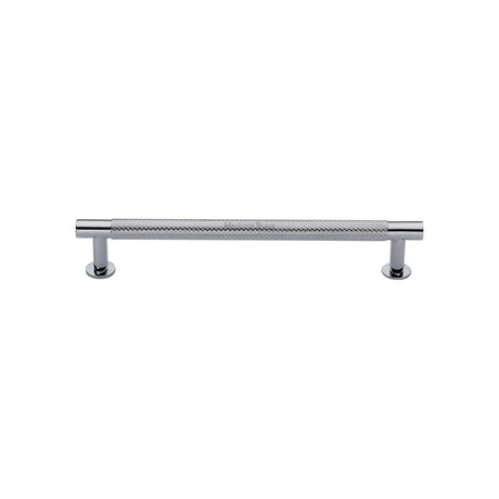 Heritage Brass Cabinet Hardware Polished Chrome / Cabinet Pull Handles / 128mm c/c Heritage Brass - Cabinet Pull Partial Knurled Design with Rose 128mm CTC Polished Ch