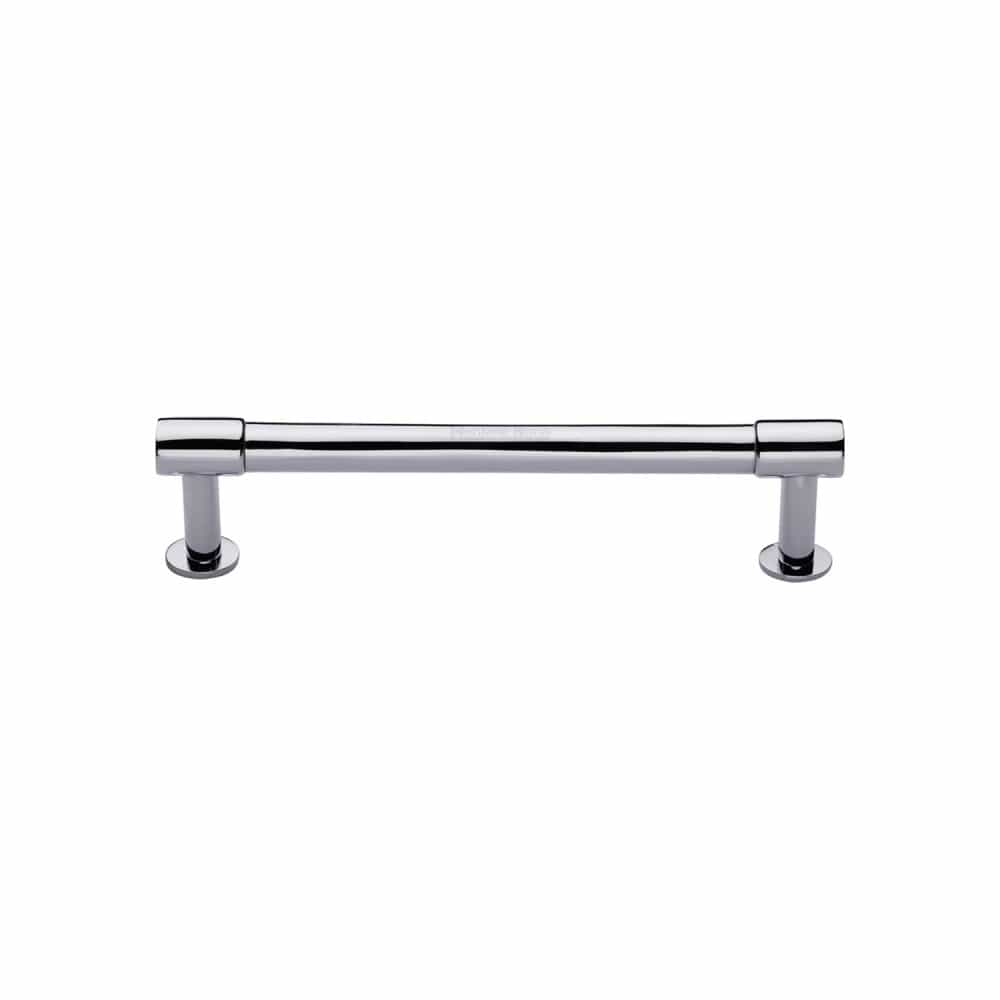 Heritage Brass Cabinet Hardware Polished Chrome / Cabinet Pull Handles / 128mm c/c Heritage Brass - Cabinet Pull Phoenix Design with 16mm Rose 128mm CTC Polished Chrom