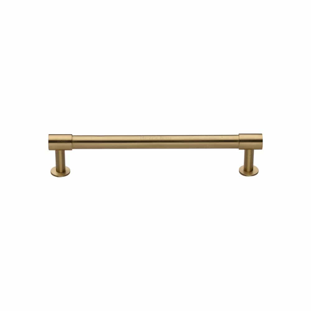Heritage Brass Cabinet Hardware Satin Brass / Cabinet Pull Handles / 128mm c/c Heritage Brass - Cabinet Pull Phoenix Design with 16mm Rose 128mm CTC Satin Brass