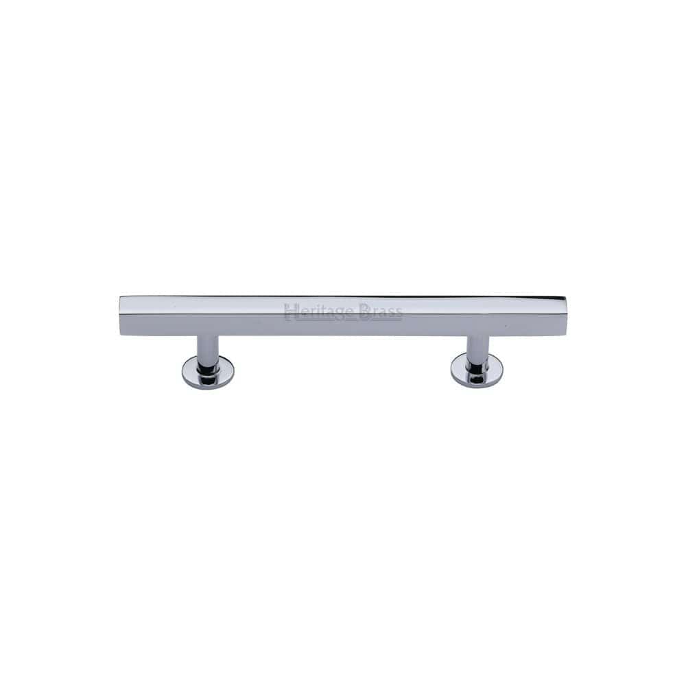 Heritage Brass Cabinet Hardware Polished Chrome / Cabinet Pull Handles / 96mm c/c Heritage Brass - Cabinet Pull Square Design 96mm CTC Polished Chrome Finish