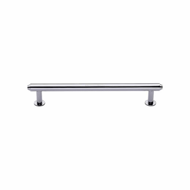 Heritage Brass Cabinet Hardware Polished Chrome / Cabinet Pull Handles / 128mm c/c Heritage Brass - Cabinet Pull Step Design with 16mm Rose 128mm CTC Polished Chrome F