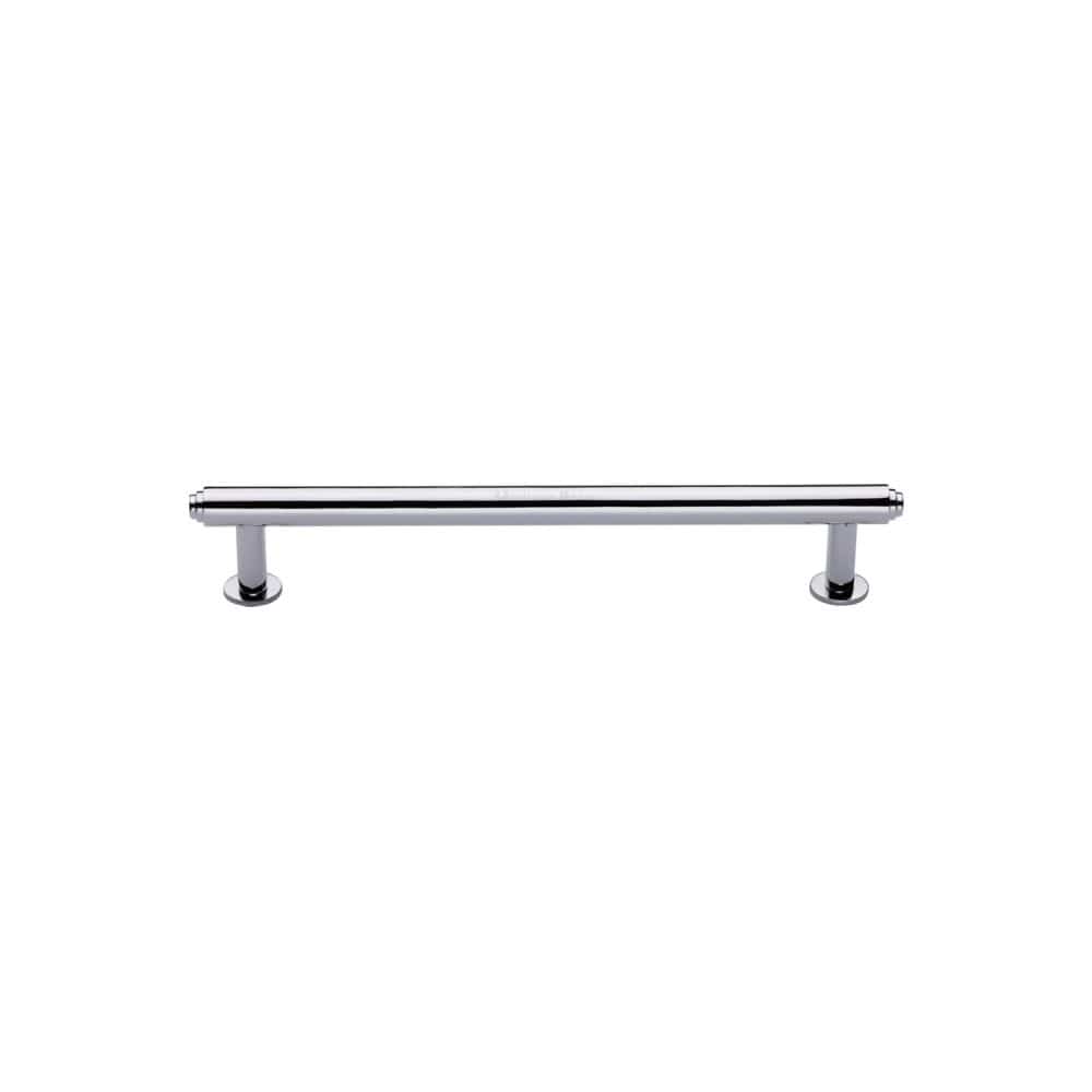 Heritage Brass Cabinet Hardware Polished Chrome / Cabinet Pull Handles / 96mm c/c Heritage Brass - Cabinet Pull Step Design with 16mm Rose 96mm CTC Polished Chrome Fi