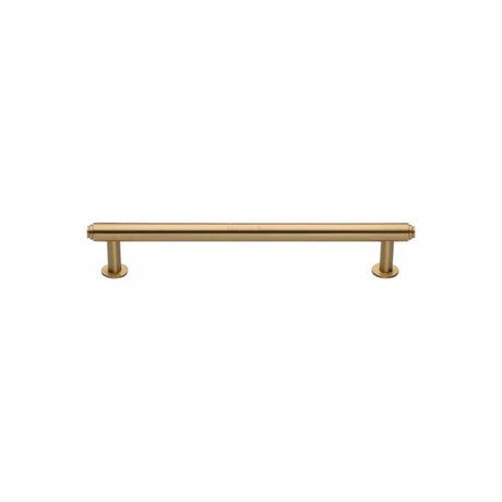 Heritage Brass Cabinet Hardware Satin Brass / Cabinet Pull Handles / 96mm c/c Heritage Brass - Cabinet Pull Step Design with 16mm Rose 96mm CTC Satin Brass Fin