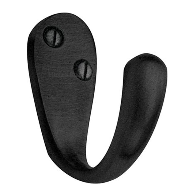 Heritage Brass Door Furniture Matt Black Heritage Brass - Curved Single Robe Hook - Matt Black