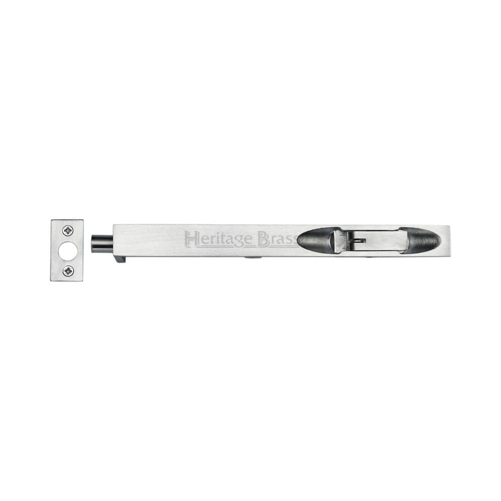 Heritage Brass Accessories Satin Chrome / Flush Bolts / 200mm / 8" Heritage Brass - Door Bolt Flush Fitting 8" x .3/4" Satin Chrome Finish