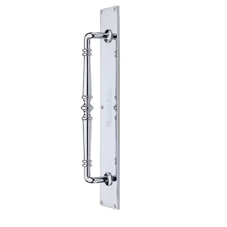 Heritage Brass Door Furniture Polished Chrome / Pull Handle (Backplate) Heritage Brass - Door Pull Handle on Plate Avon Design Polished Chrome Finish