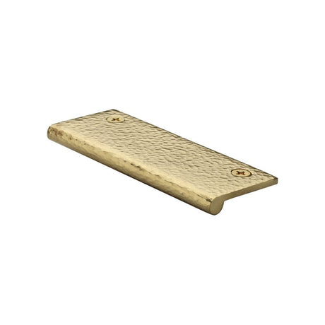 Heritage Brass Cabinet Hardware Polished Brass / Edge Pull Heritage Brass - Edge Pull Cabinet Handle Hammered Design - 38mm Width - Polished Brass