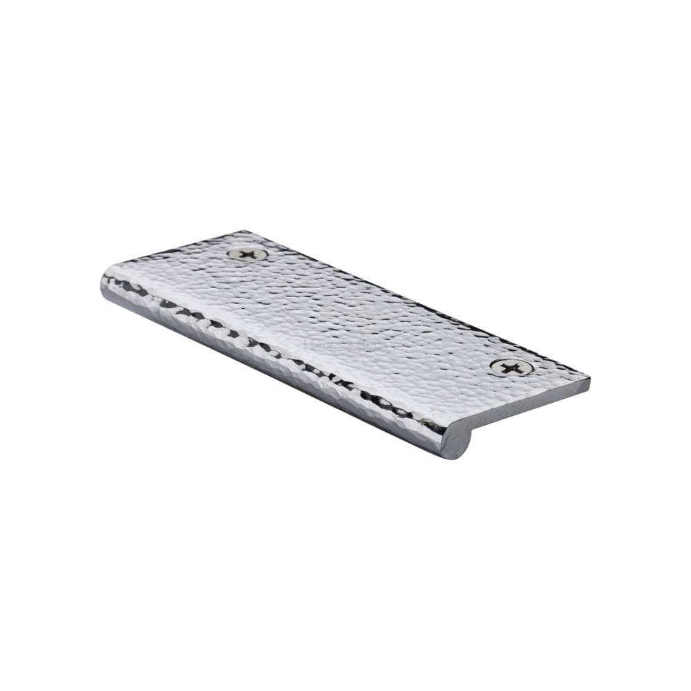 Heritage Brass Cabinet Hardware Polished Chrome / Edge Pull Heritage Brass - Edge Pull Cabinet Handle Hammered Design - 38mm Width - Polished Chrome