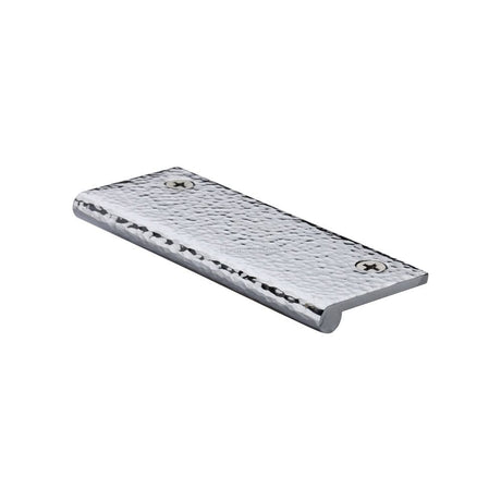 Heritage Brass Cabinet Hardware Polished Chrome / Edge Pull Heritage Brass - Edge Pull Cabinet Handle Hammered Design - 38mm Width - Polished Chrome