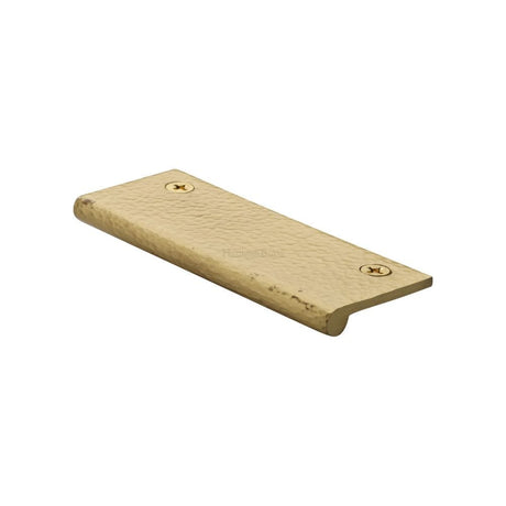 Heritage Brass Cabinet Hardware Satin Brass / Edge Pull Heritage Brass - Edge Pull Cabinet Handle Hammered Design - 38mm Width - Satin Brass