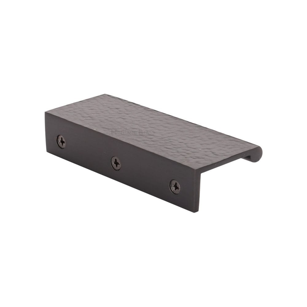 Heritage Brass Cabinet Hardware Matt Bronze / Edge Pull Heritage Brass - Edge Pull Cabinet Handle Hammered Design - 40mm Width - Matt Bronze