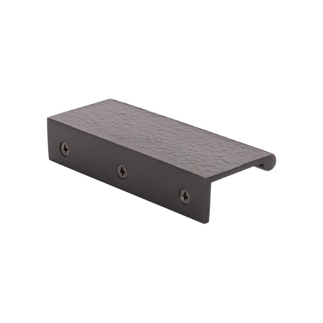 Heritage Brass Cabinet Hardware Matt Bronze / Edge Pull Heritage Brass - Edge Pull Cabinet Handle Hammered Design - 40mm Width - Matt Bronze