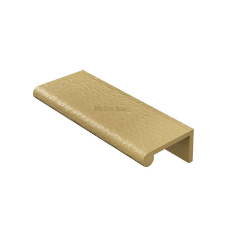 Heritage Brass Cabinet Hardware Satin Brass / Edge Pull Heritage Brass - Edge Pull Cabinet Handle Hammered Design - 40mm Width - Satin Brass