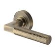 Heritage Brass Door Furniture Antique Brass / Round Rose Heritage Brass - Hammered Bauhaus Door Handle on Round Rose - Antique Brass