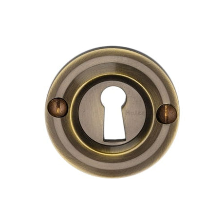 Heritage Brass Door Furniture Antique Brass / Mortice Key Profile Escutcheons Heritage Brass - Heritage Brass Open Keyhole Round - V1016 - Antique Brass
