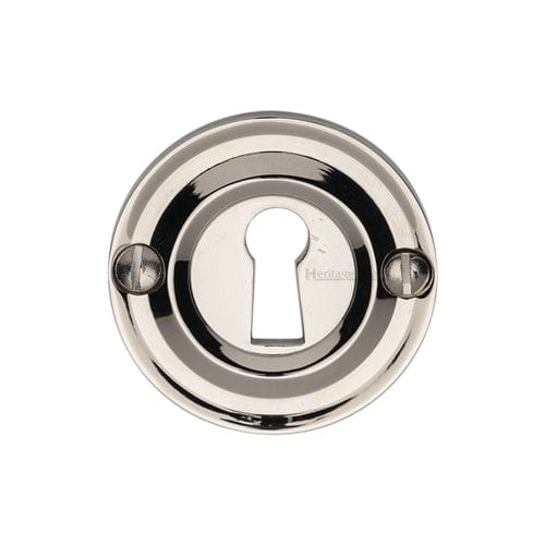 Heritage Brass Door Furniture Polished Nickel Finish / Mortice Key Profile Escutcheons Heritage Brass - Heritage Brass Open Keyhole Round - V1016 - Polished Nickel Finish