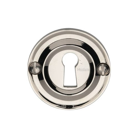 Heritage Brass Door Furniture Polished Nickel Finish / Mortice Key Profile Escutcheons Heritage Brass - Heritage Brass Open Keyhole Round - V1016 - Polished Nickel Finish