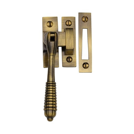 Heritage Brass Window Furniture Antique Brass / No / Mortice & Hook Place Heritage Brass - Mortice & Hook Plate Casement Fastener Reeded Design Antique Brass finish