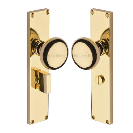 Heritage Brass Door Furniture Polished Brass / Mortice Knobs Heritage Brass Mortice Knob on Bathroom Plate Victoria Design Polished Brass finish