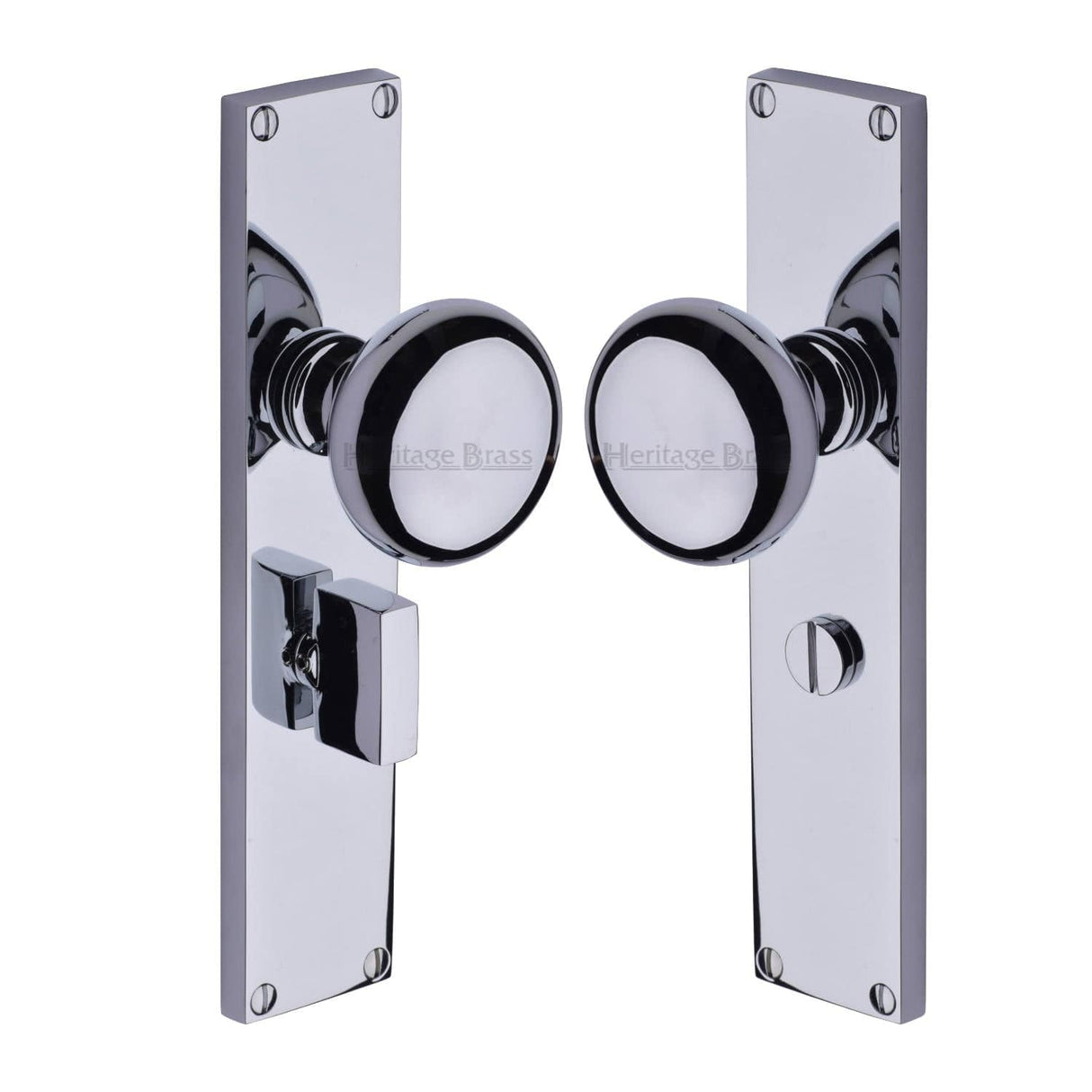 Heritage Brass Door Furniture Polished Chrome / Mortice Knobs Heritage Brass Mortice Knob on Bathroom Plate Victoria Design Polished Chrome finish