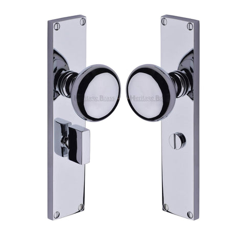 Heritage Brass Door Furniture Polished Chrome / Mortice Knobs Heritage Brass Mortice Knob on Bathroom Plate Victoria Design Polished Chrome finish