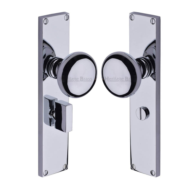 Heritage Brass Door Furniture Polished Chrome / Mortice Knobs Heritage Brass Mortice Knob on Bathroom Plate Victoria Design Polished Chrome finish
